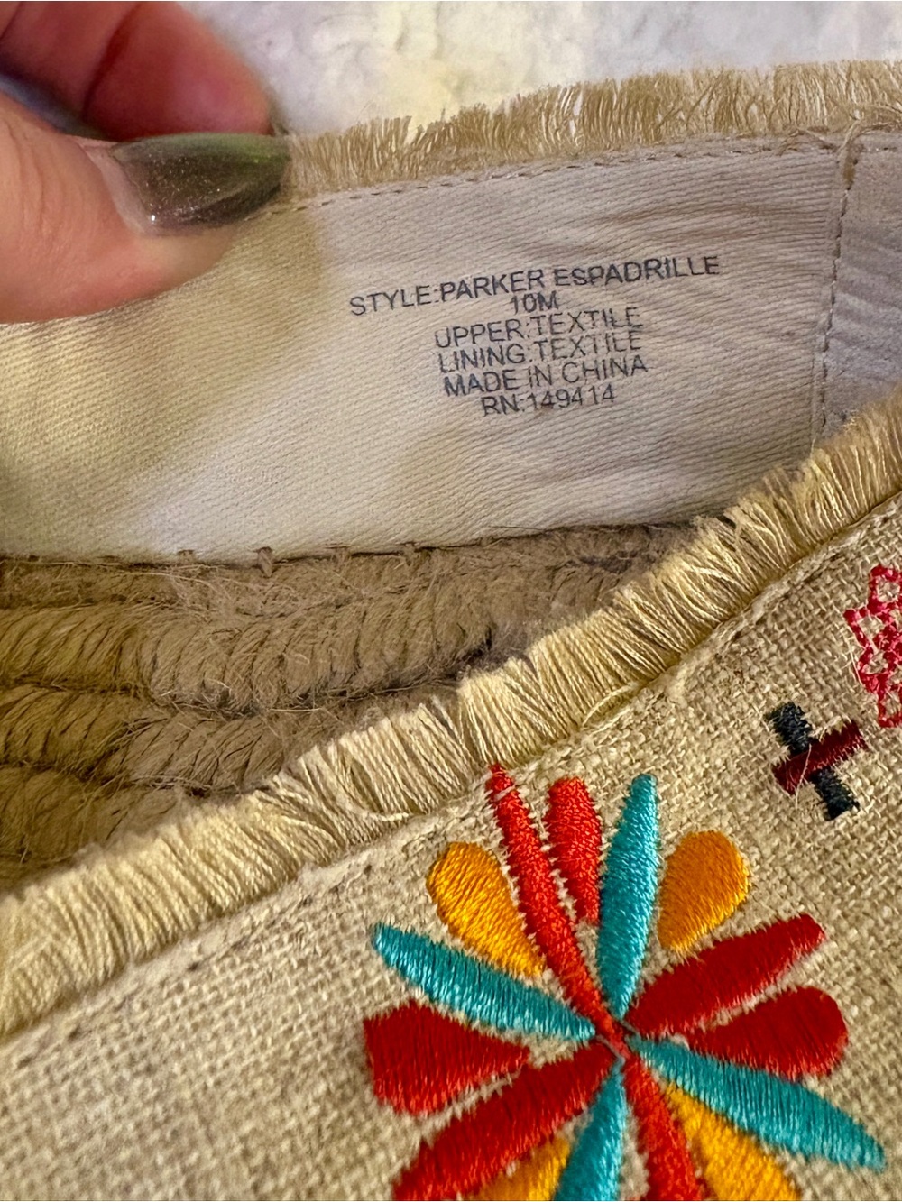 Johnny Was Embroidered Tan Espadrilles with Green & Black Accents - Picture 7 of 15